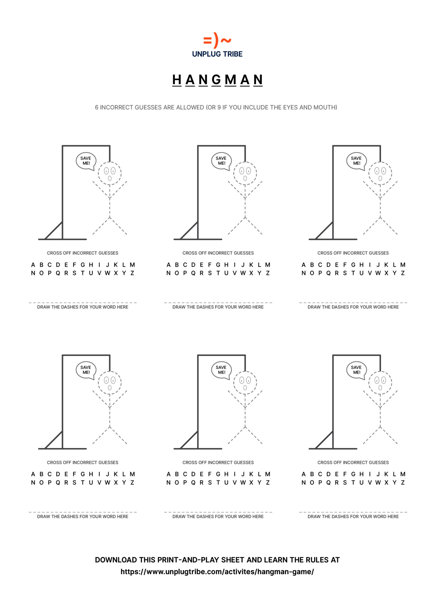 Hangman Print-and-Play Sheet